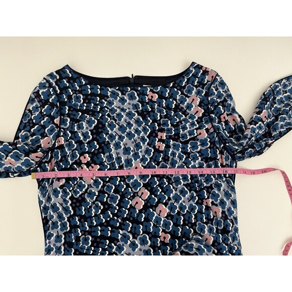 Boden Women Sheath Dress With Tie Size 8R Floral 3/4 Sleeves Zipper Back Viscose - Picture 10 of 14